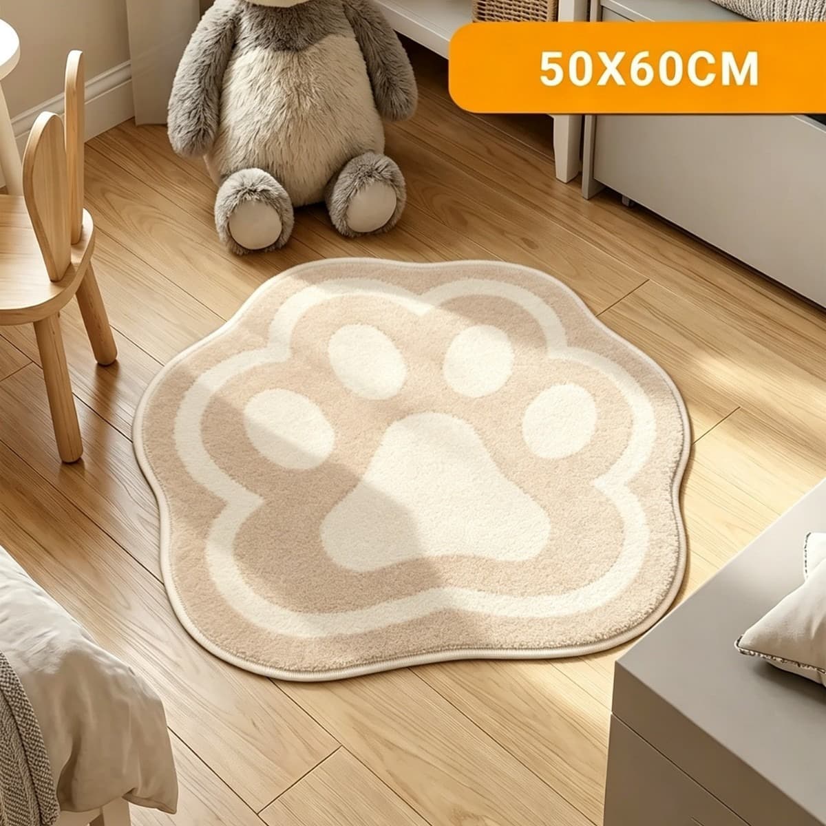 Cross-border animal cute paw print imitation cashmere floor mat bathroom door absorbent soft door mat bedroom skin-friendly cooling mat