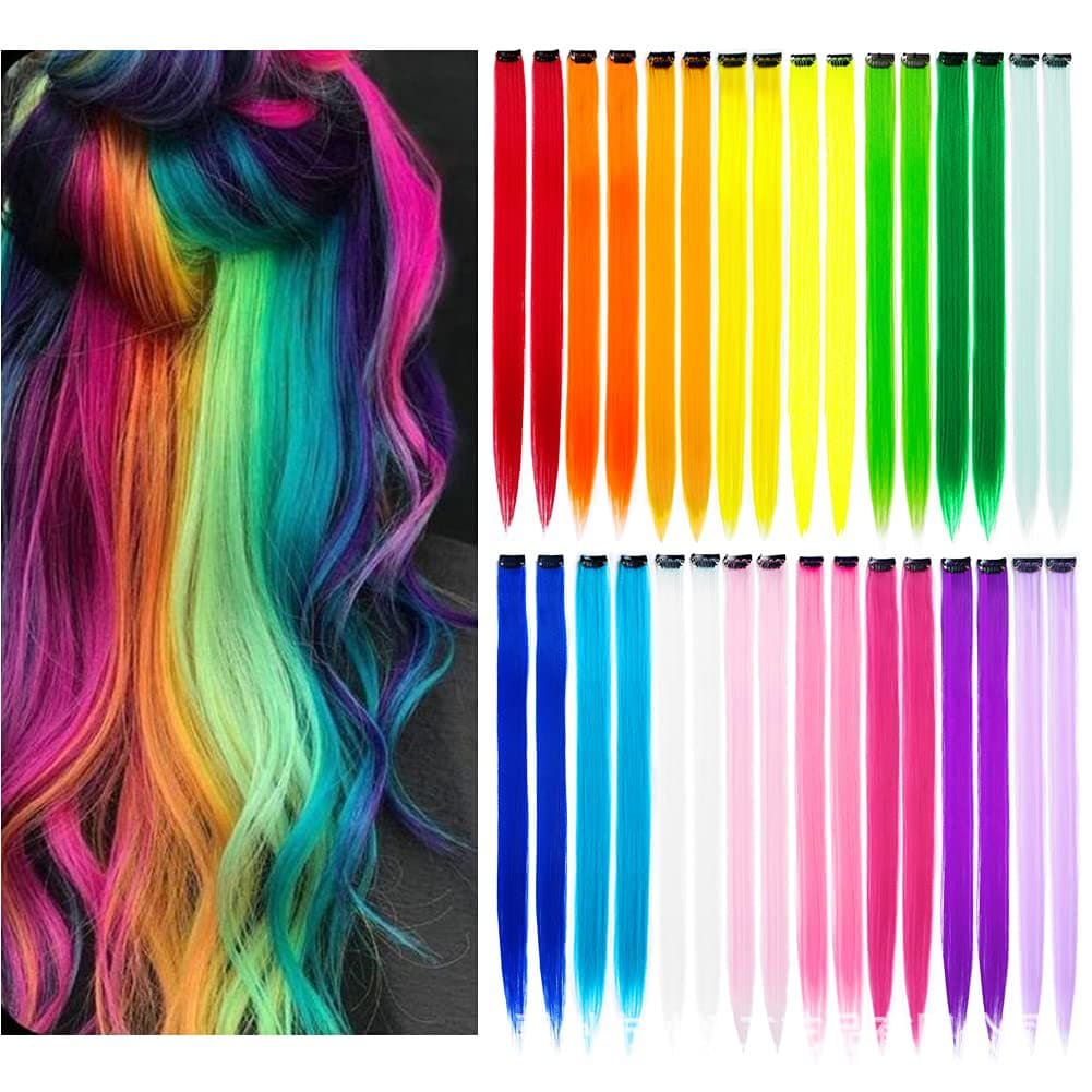 Long Hair Extension Clip-in Colorful Ear Patch Highlight One-piece Short Hair Seamless Hair Extension Gradient Ear Dye Hair Piece