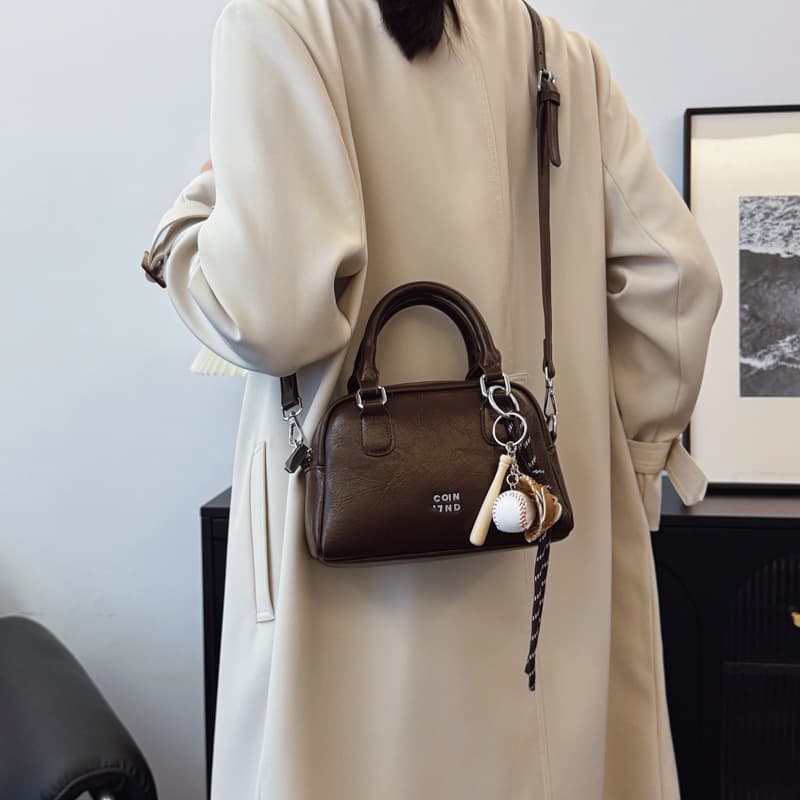 Korean-style Niche Design Bowling Bag for Women 2026 New Trendy Vintage Versatile Shoulder Crossbody Handbag
