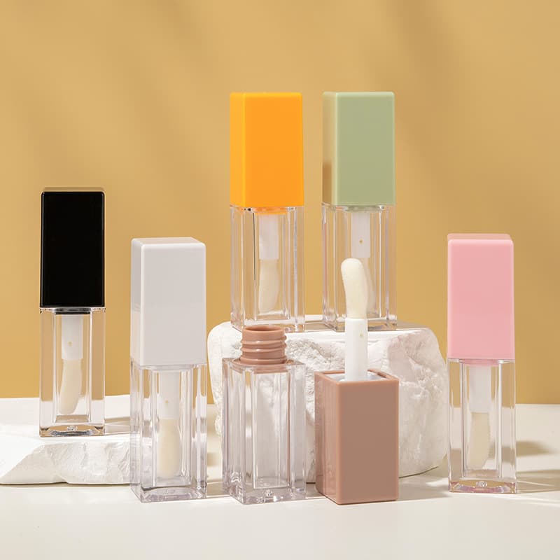 Square tube lip glaze sub-bottling square large thick head large brush head lip gloss tube cosmetics empty tube cross-border model 5ml