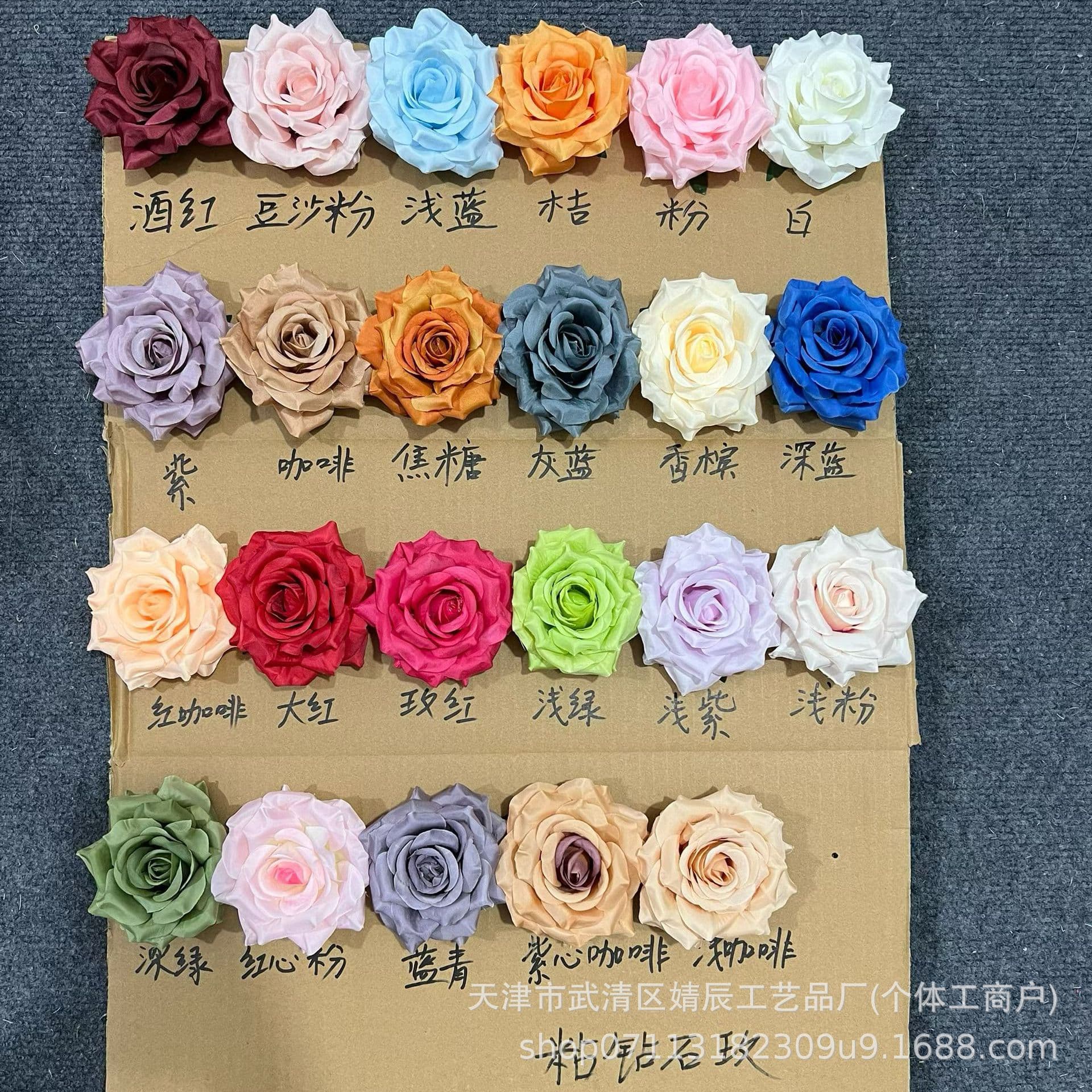 DIY Handmade Simulated Rose Flower Heads, Flower Columns, Decorative Rose Flowers, Wedding Background Wall, Single Artificial Rose Flower