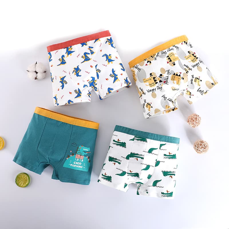 Cross-Border Children's Underwear Boys' Pure Cotton Boxer Briefs Baby Little Boys Medium and Large Children's Boxer Briefs Boys' All-Cotton