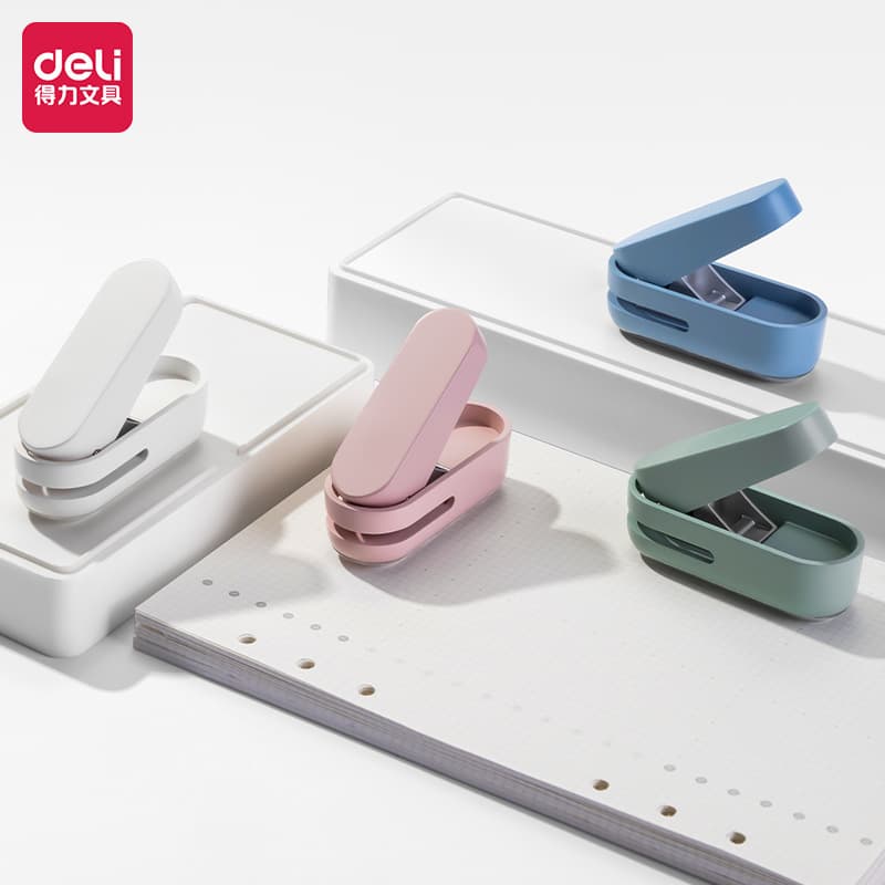 Deli NS088 Nusai Mini Hole Punch, Four Colors, Round Handheld Single-Hole Punch for Students and Office Document Binding