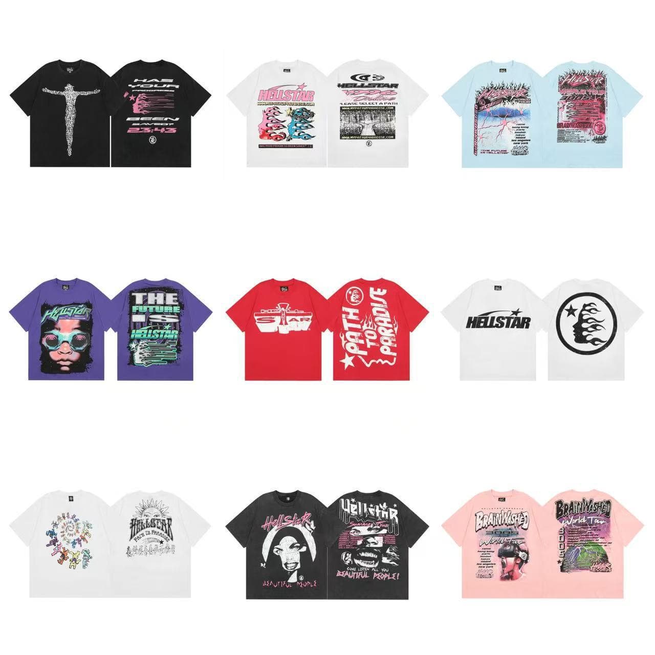 Cross-border Exclusive Hell Star HELL American High Street Unisex Washed Vintage Short Sleeve T-Shirt In Stock