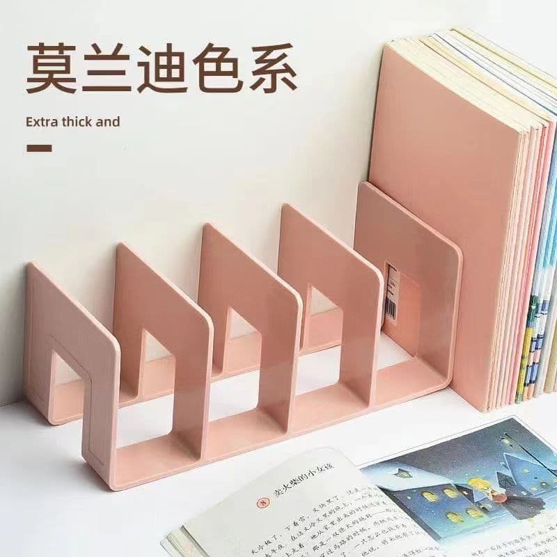 Macaron Series Simple Desktop Bookend Stand Student Book Reading Storage Rack Acrylic Four-Piece Office Bookend Stand