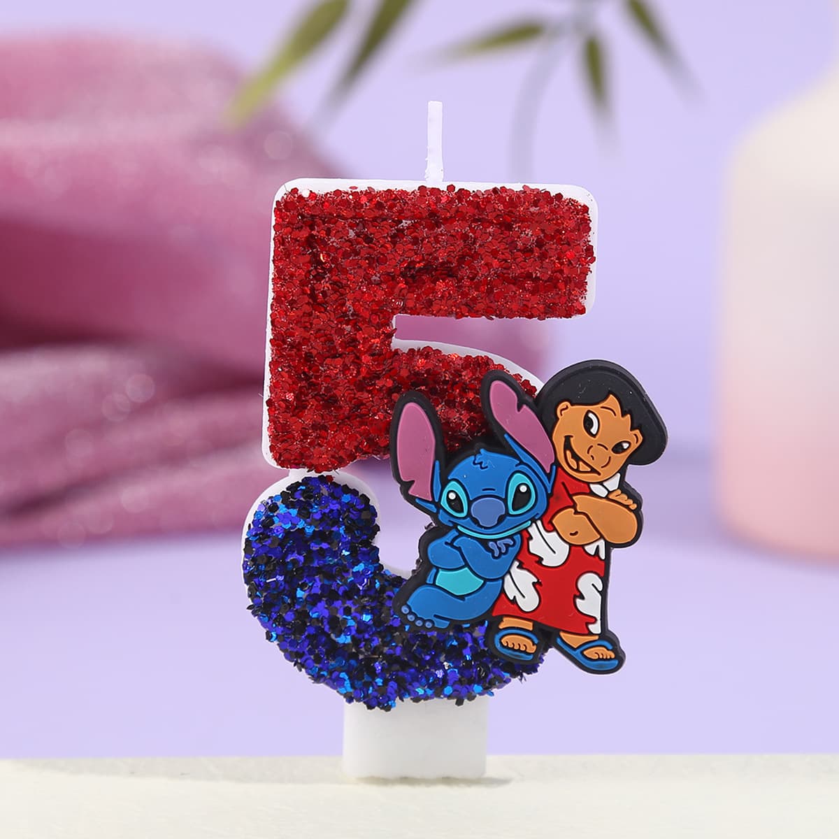 Cross-border Cartoon Stitch Digital Candle New Super Sparkly Sequins Birthday Cake Holiday Atmosphere Two-tone Candle