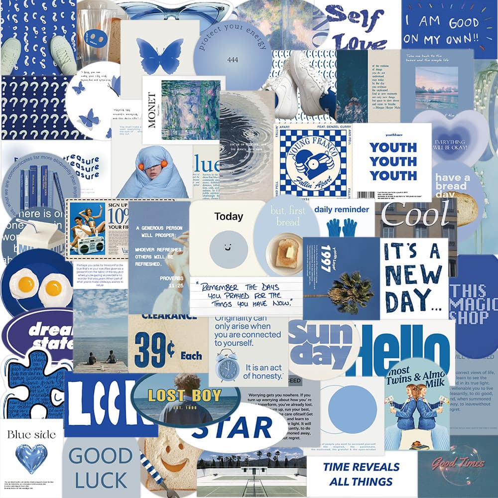 57 Blue INS Style Graffiti Stickers for Decorating Guitar Luggage DIY Creative Waterproof Stickers Hot Selling Wholesale Available