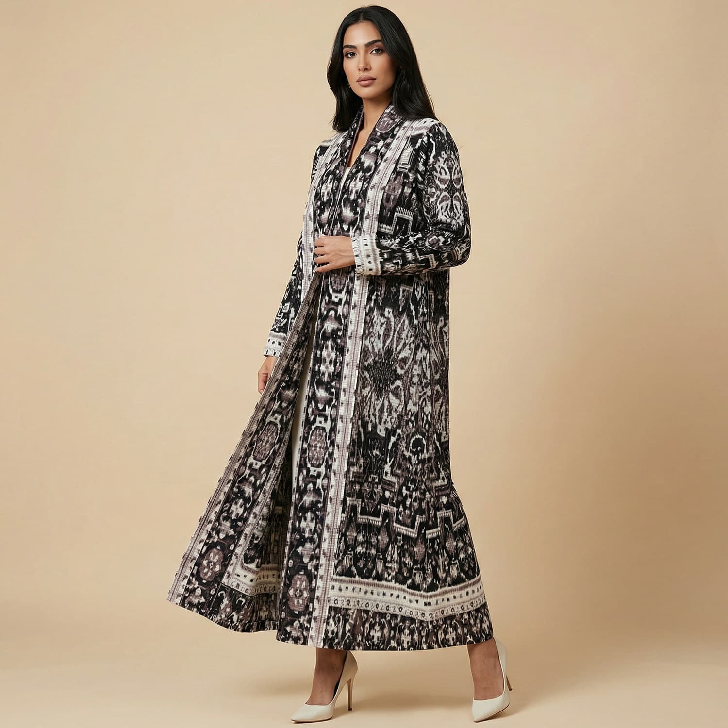 Miyake Pleats Spring Autumn Trendy Women's Cross-border Elegant Commuter Abaya Cape Coat