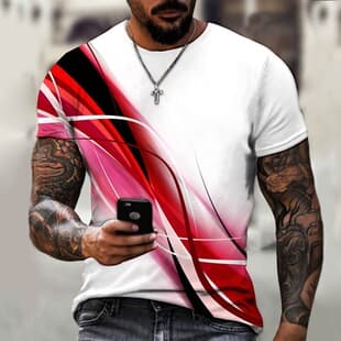 Cool Men's T-Shirt for Export, Amazon Summer Boys Short Sleeve Top, Fashion Casual Personality 3D T-Shirt