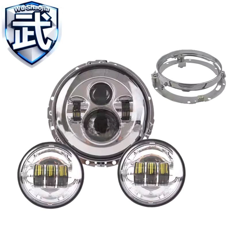 Factory Direct 7-inch Jeep Wrangler Headlight + 4-inch Wrangler Fog Light Set