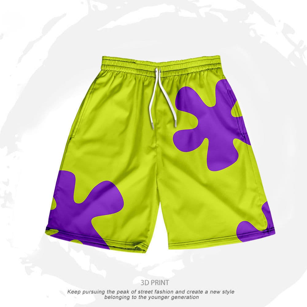 New SpongeBob SquarePants Shorts Summer Men's Loose Athletic Pants Trendy Home Sleep Pants Casual Quick-Dry Beach Shorts