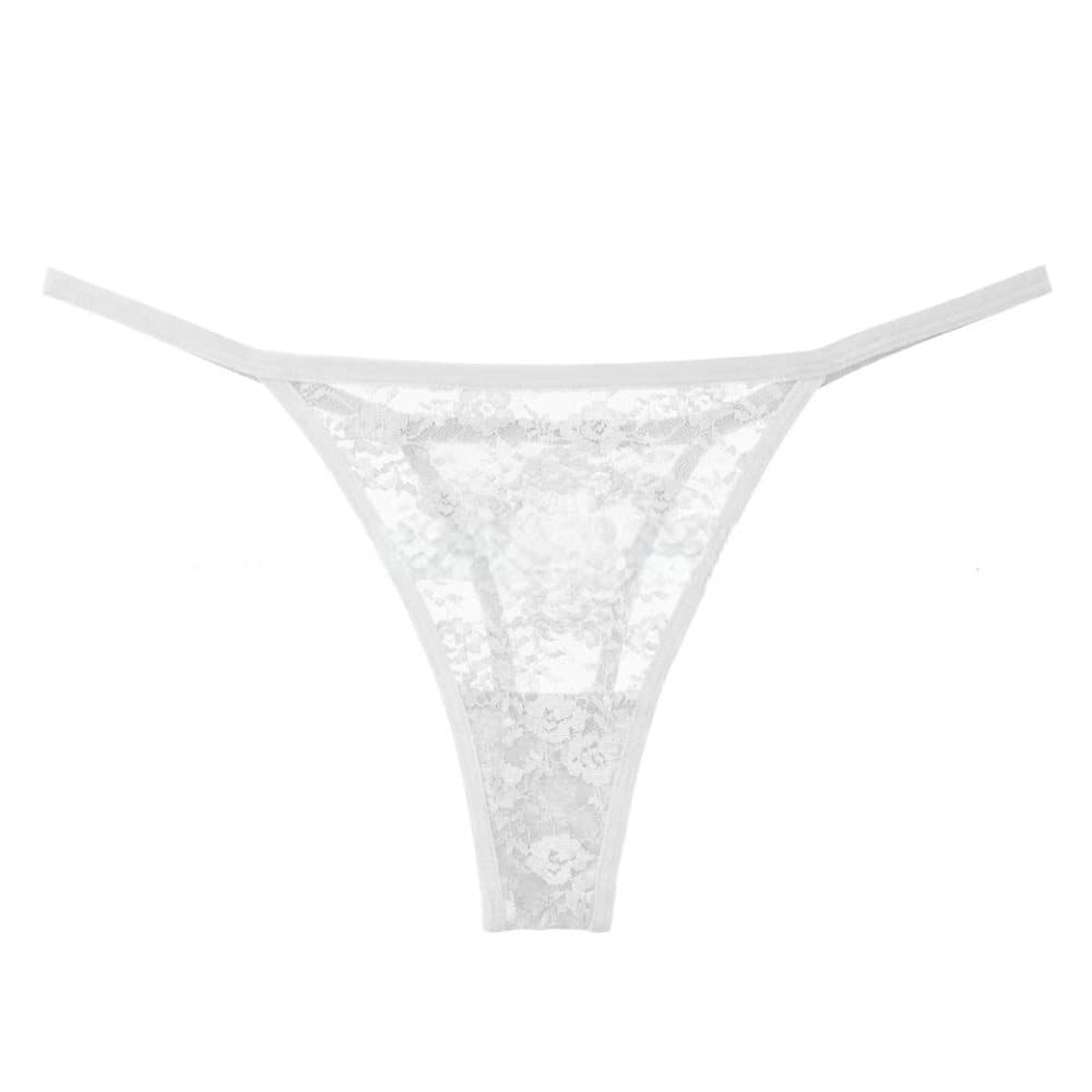 Sexy Transparent Lingerie for Women Low Waist Thin Strap Tempting Lace Thong Underwear Mesh Embroidered Thong T-Back Panties