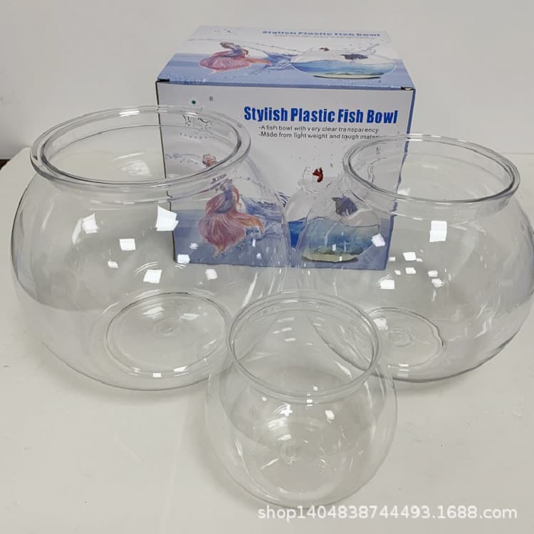 Custom Small Round Fish Tank Home Desktop Goldfish Tank Plastic Landscape Eco Tank Transparent Anti-Fall Fish Tank OEM