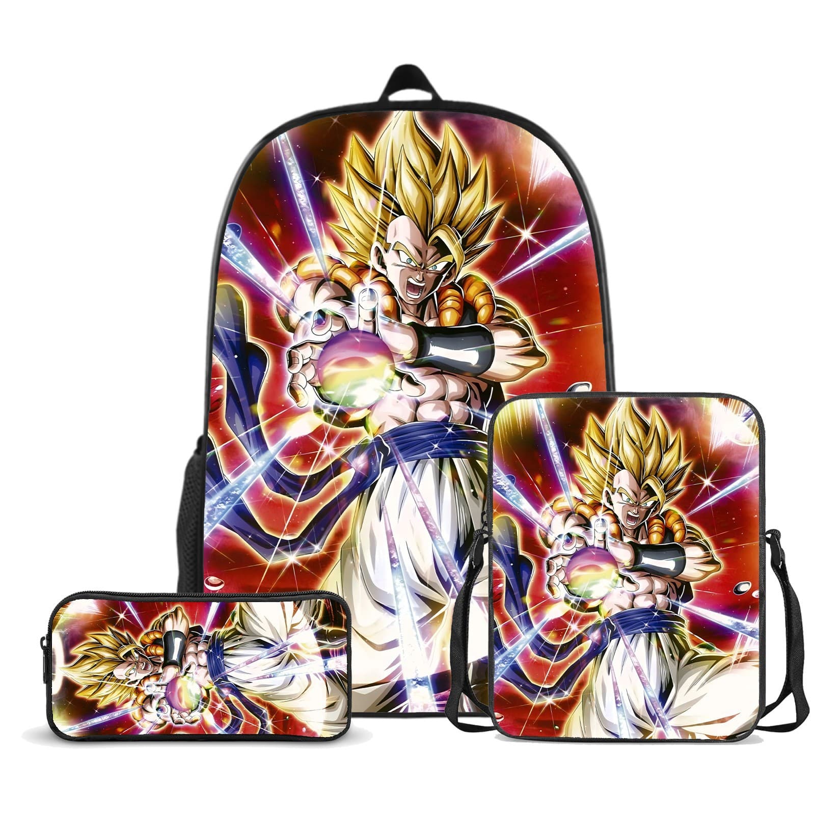 New Dragon Ball Cartoon Print Backpack 3-Piece Set Kids Schoolbag Primary School Student Backpack