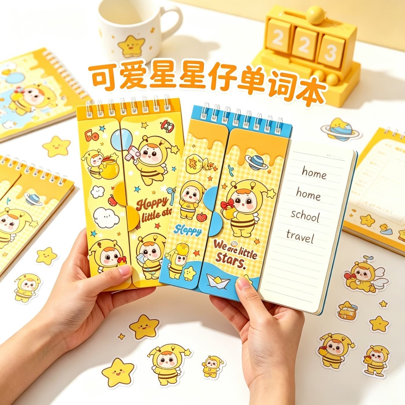 Cartoon English word book, dictation book, memory book, cute star notebook, portable small book, student gift