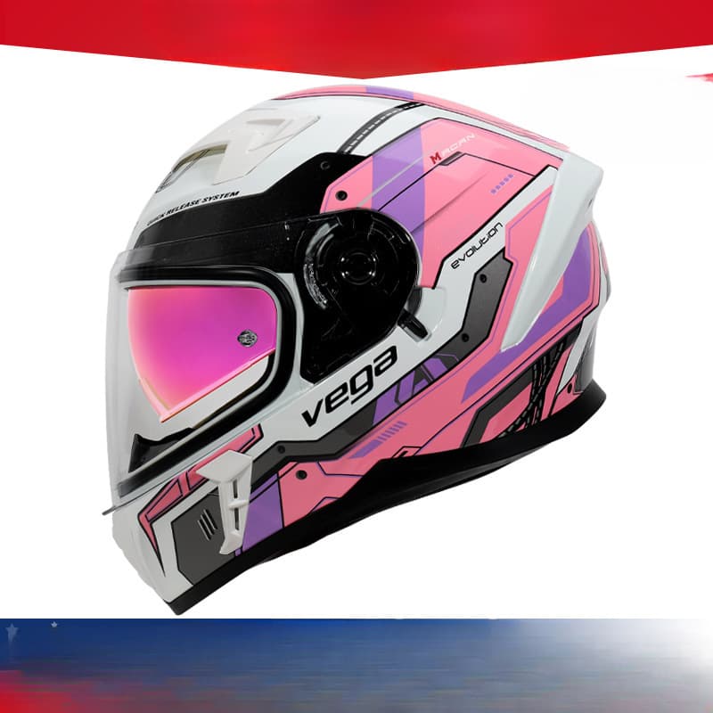 American VEGA Motorcycle Helmet Men's and Women's Bluetooth Motorcycle Carbon Fiber Full Helmet Covered Four Seasons Universal Retro 3C