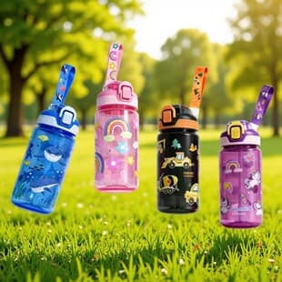 New Summer Children Straw Cup Cute Cup for Girls High Appearance Stirring Cup High Temperature Resistant Plastic Water Bottle