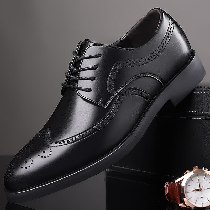 New Men's Business Formal Leather Shoes Fashion British Brogue Large Size Men's Shoes Export Lace-up Derby Shoes 48