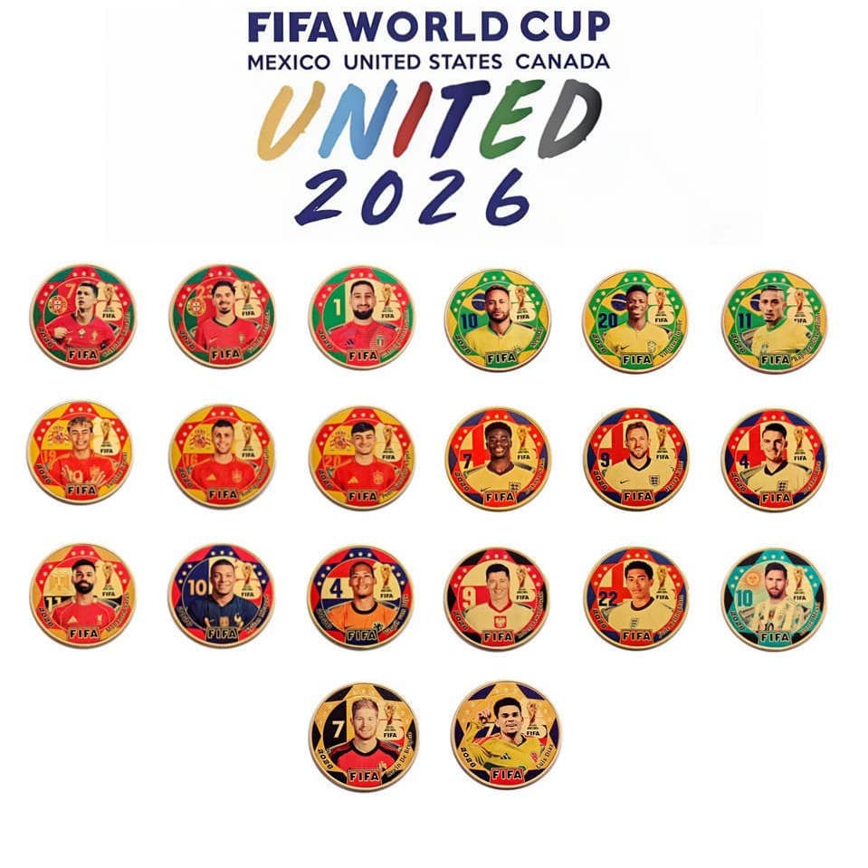 USA-Mexico-Canada World Cup Commemorative Coins, Messi, Ronaldo, Neymar, Football Souvenir Gifts, Metal Die-Cast Coins