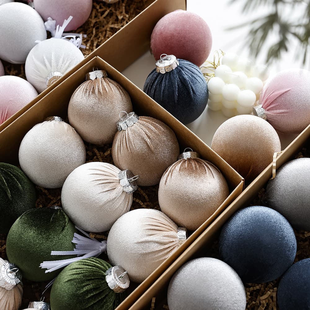 Christmas Ball Tree Decoration Ornament Hanging 8cm Velvet Christmas Ball Christmas Decoration Set