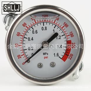 Vibration-proof pressure gauge, axial pressure gauge, oil-filled pressure gauge, panel-mounted flow meter Y50