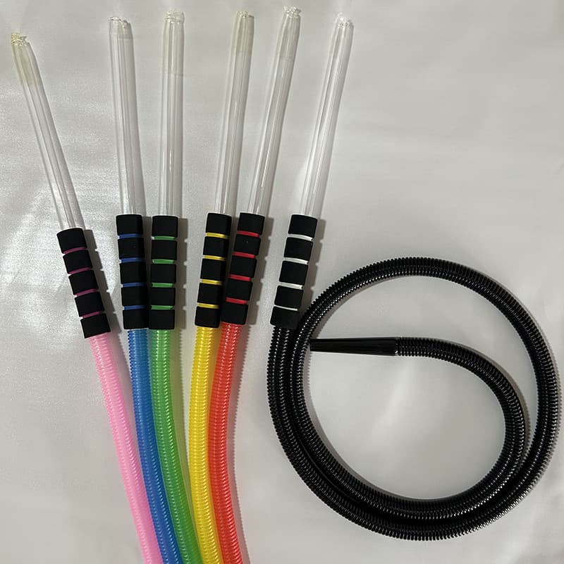 1.8m Single Color Cotton Sleeve Hookah Hose with Large Alloy Long Handle Foam Hookah Pipe for Bar