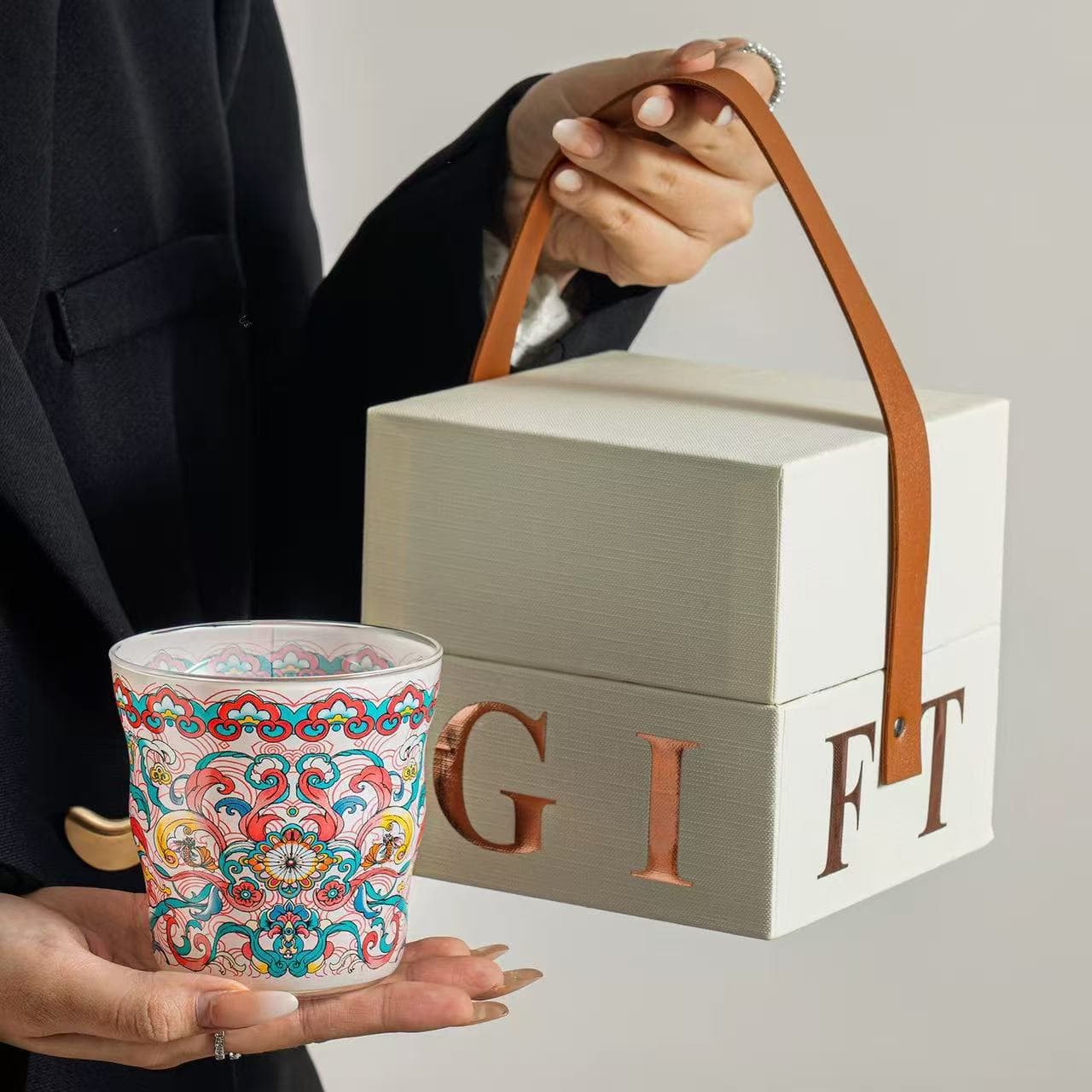 Give girls a birthday gift, a high-end glass cup, a high-end exquisite water cup gift box set, a souvenir gift