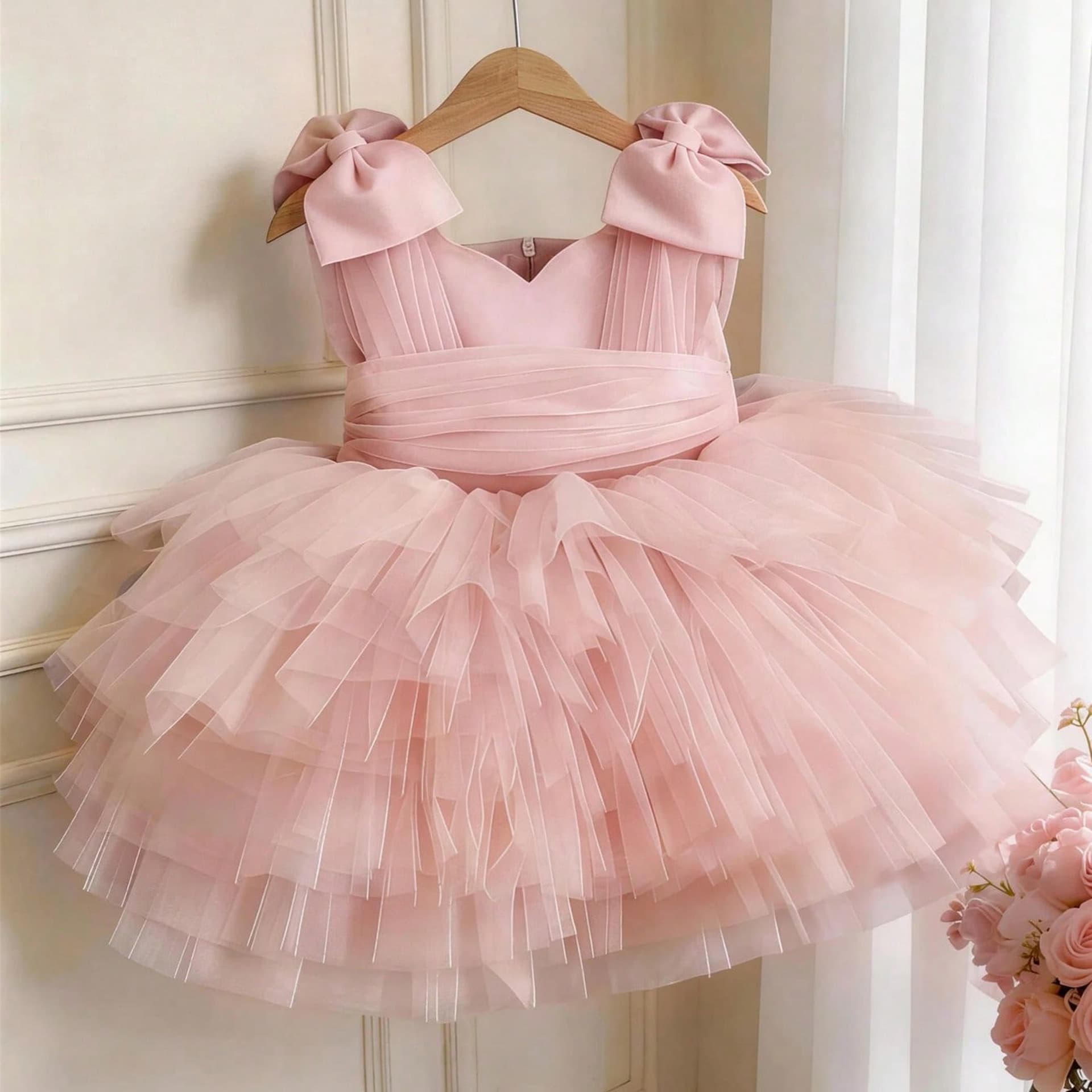 Girls' dresses new style baby girl's birthday party dress children's fluffy cake dress flower girl photo princess dress