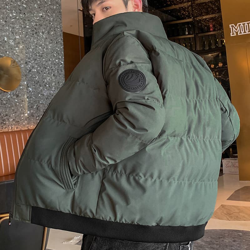 2021 new cotton-padded men's winter coat thickened trendy brand ins winter cotton-padded jacket short round neck down jacket