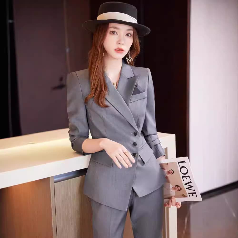 2026 New Long-Sleeve Blazer Suit Set for Women, Elegant Hotel Front Desk Workwear, Professional Spring and Autumn Formal Attire