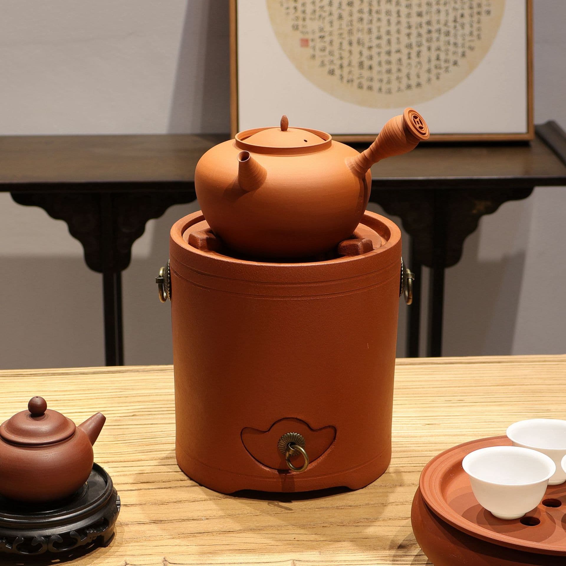 Tea stove for brewing tea in Chaozhou red clay, household electric ceramic stove for brewing tea, charcoal and electric dual-use charcoal stove for Kung Fu tea.