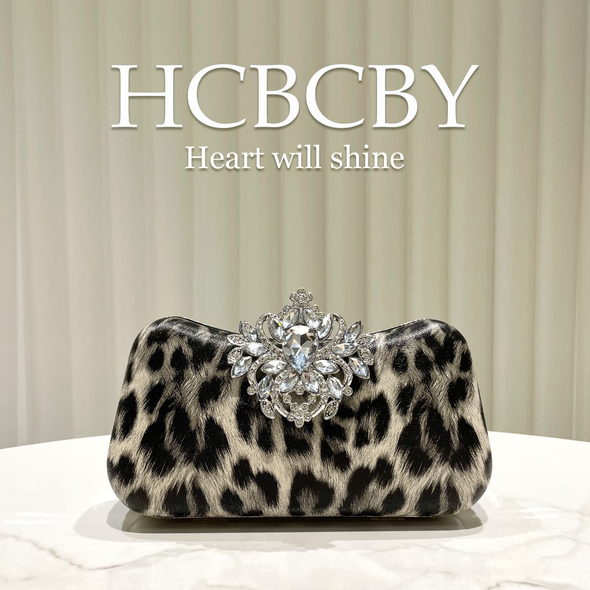 Black Glamorous Light Luxury Leopard Rhinestone Clasp Clutch Bag Women's Fashionable Elegant Box Evening Bag
