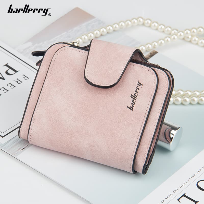 baellerry women's wallet with multiple card slots Korean style buckle nubuck leather coin purse cute student wallet for women