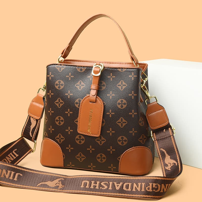 Cross-border High-Fashion Women's Bag, Elegant Retro Versatile Printed Bucket Bag, Stylish Handbag Shoulder Bag Crossbody Bag