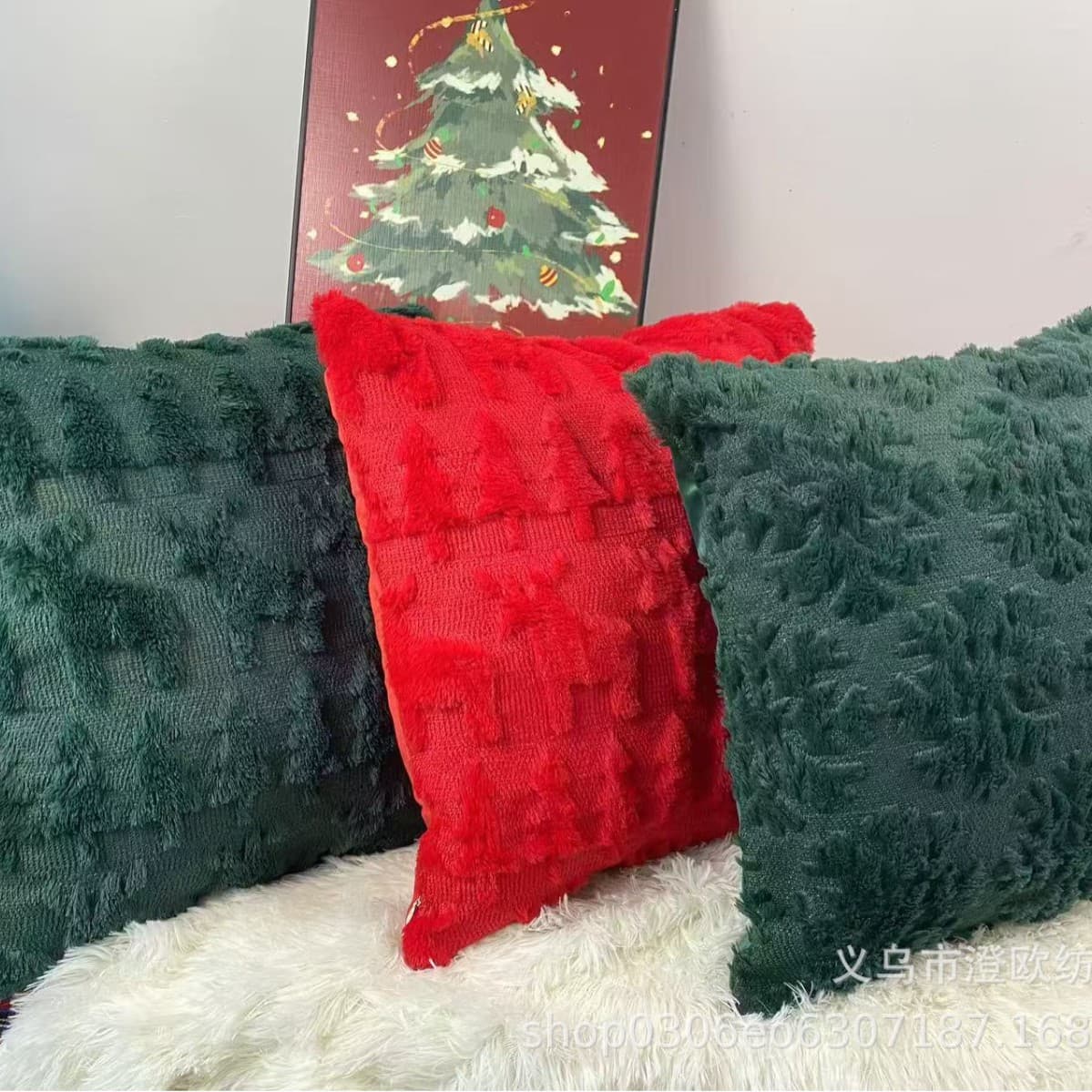 Cross-border New Christmas Quilted Plush Pillowcase, American Style Elk Snowflake Sofa Cushion, Bed Head Pillowcase