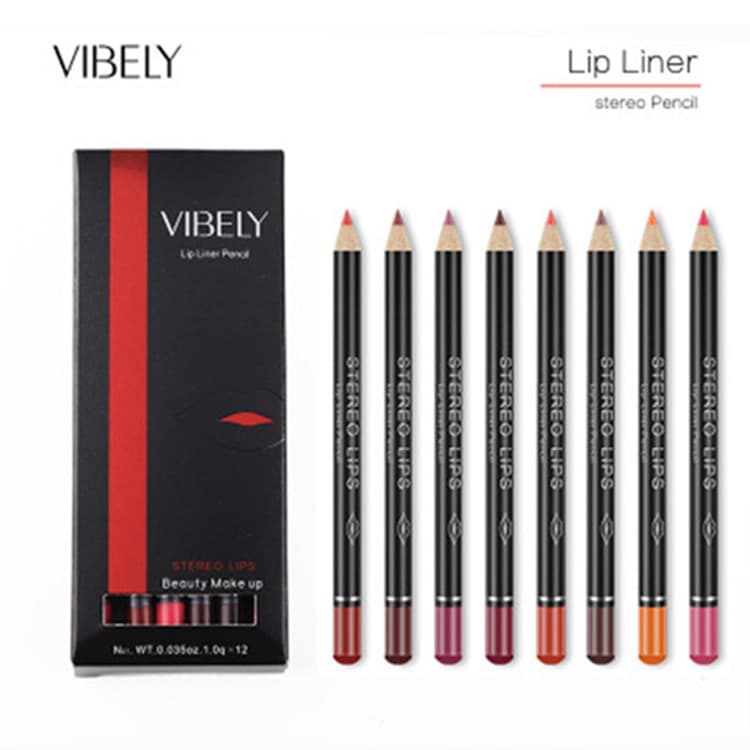 VIBELY Cross-Border 12-Color Matte Lip Liner Pencil Set Waterproof Non-Smudging Nude Lipstick Pencil Setting Lip Liner Set