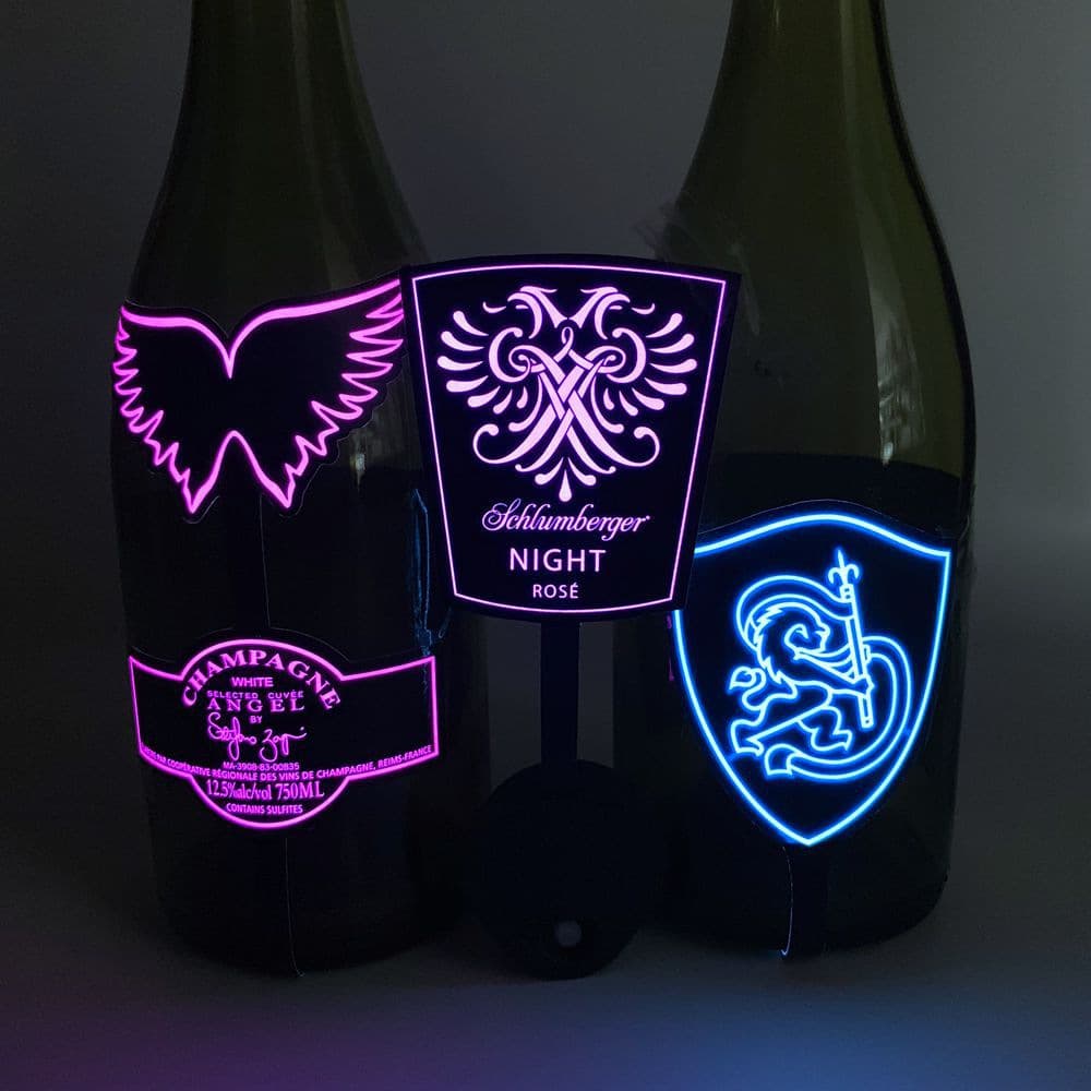 Factory direct customization of luminous bottle labels, luminous tags, luminous bottle stickers, LED cold light bottle stickers.