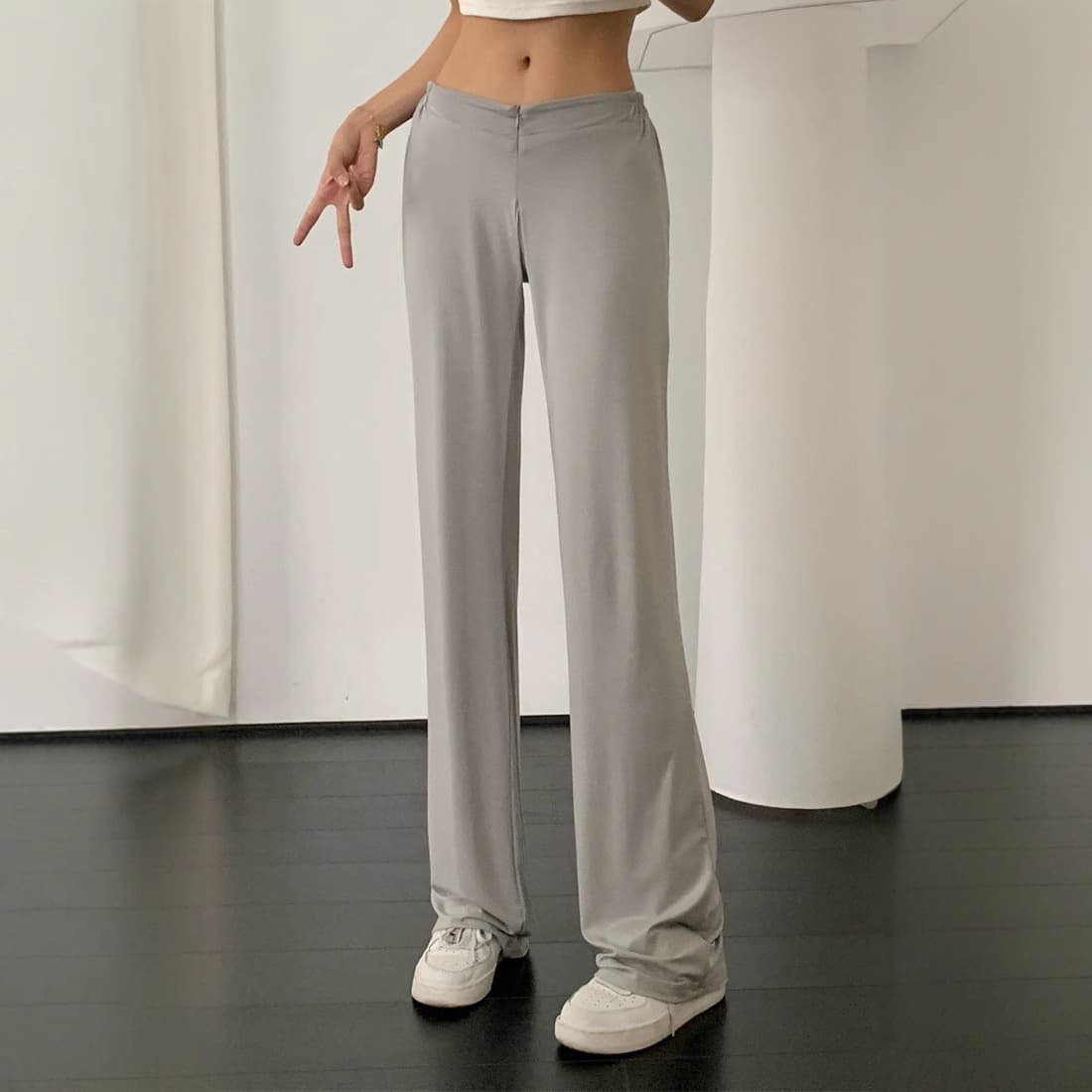 Pure and Sexy Style Low-Waist Zipper Yoga Fitness Straight Leg Pants Autumn New Stretch Tight Casual Long Pants