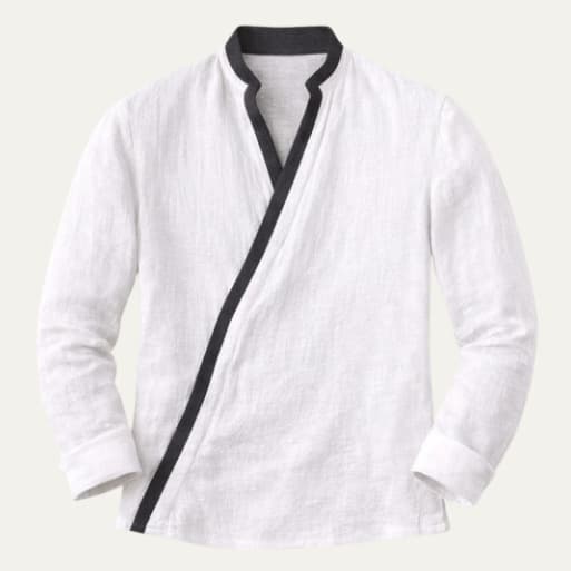 Linen Mandarin Collar Stand-Up Neck Men's Shirt Chinese Style Long Sleeve Casual Top Cotton Linen Men's Cardigan