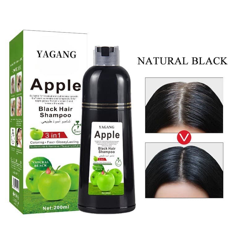 Foreign Trade Apple Black Hair Cream Hair Dye Does Not Touch Scalp Clear Water Black Oil Hair English Cross-border White Hair Plant