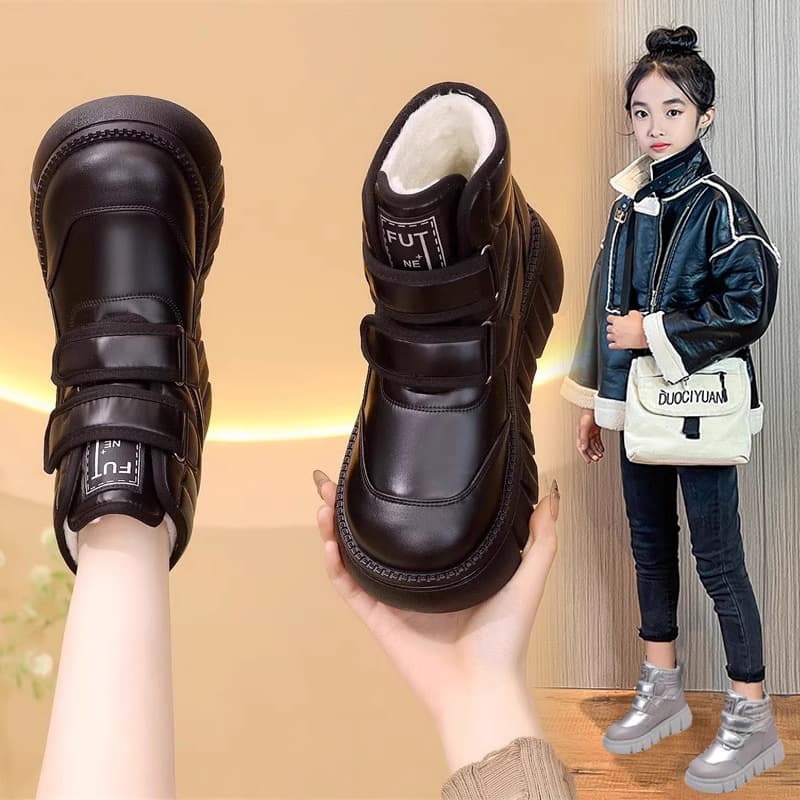 Girls Snow Boots 2025 New Winter Medium and Large Children Waterproof Thickened Big Cotton Shoes Students Warm Ankle Boots