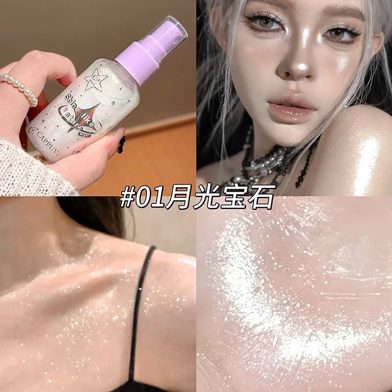 CAPPUVINI Diamond Shimmer Body Spray - Glowing Watery Sparkle, Hot Girl Affordable Domestic Beauty Spray