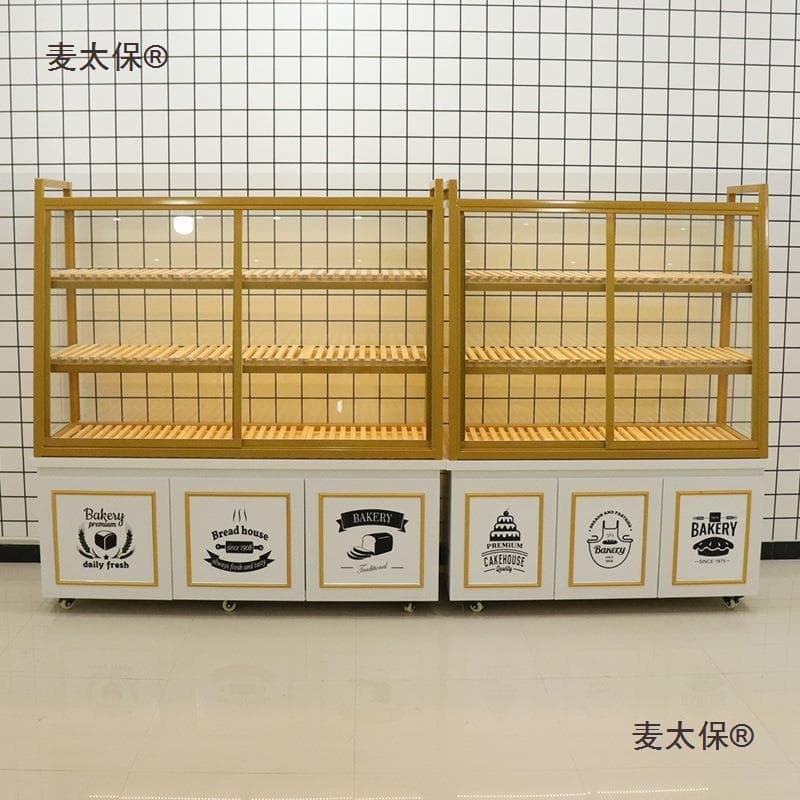 Wholesale Bread Display Cabinet Bakery Shop Cake Island Cabinet Commercial Glass Cashier Small Bread Display