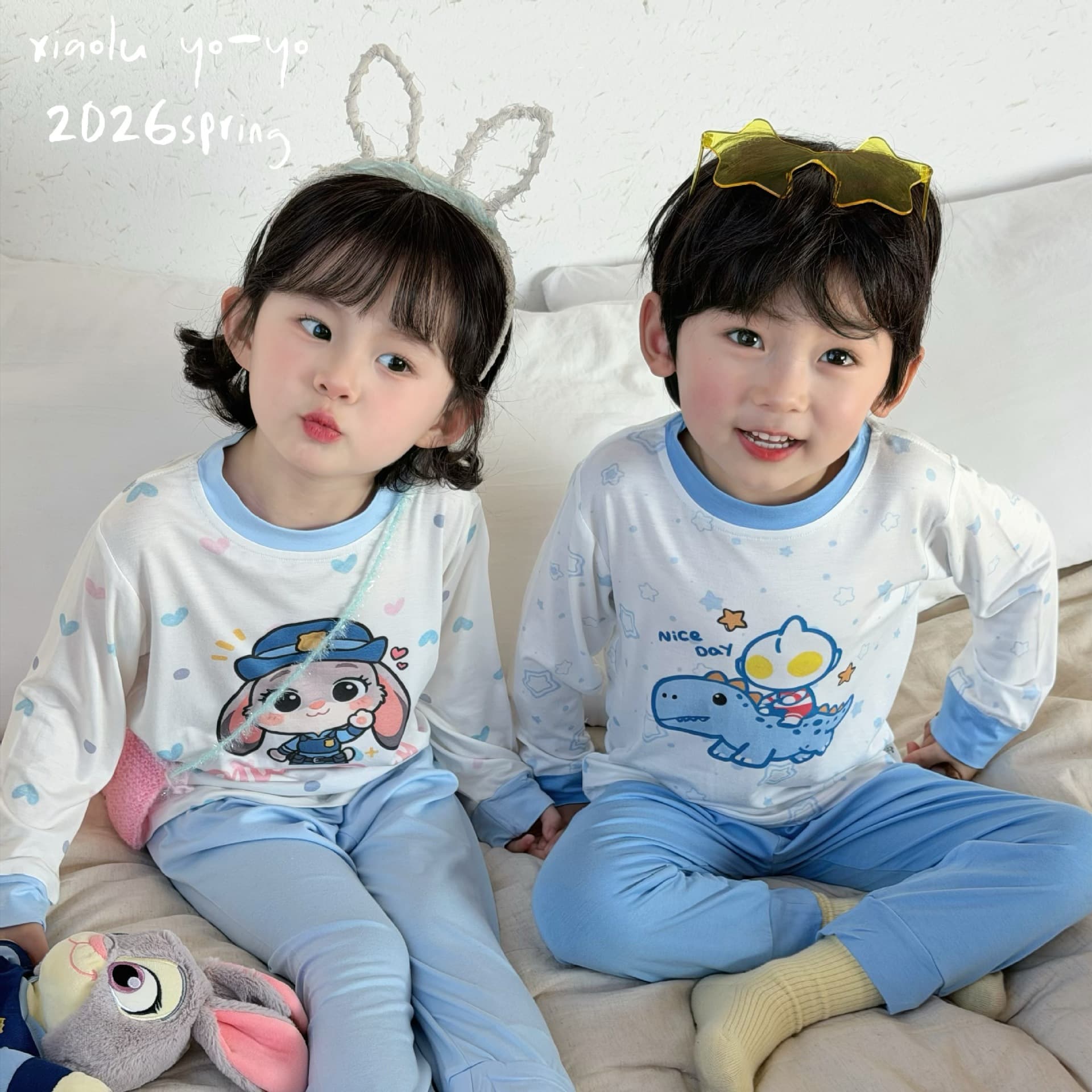 2026 New Children's Modal Pajamas Summer Home Wear Set for Boys and Girls, All-Season Cartoon Thin Pajamas, Cute