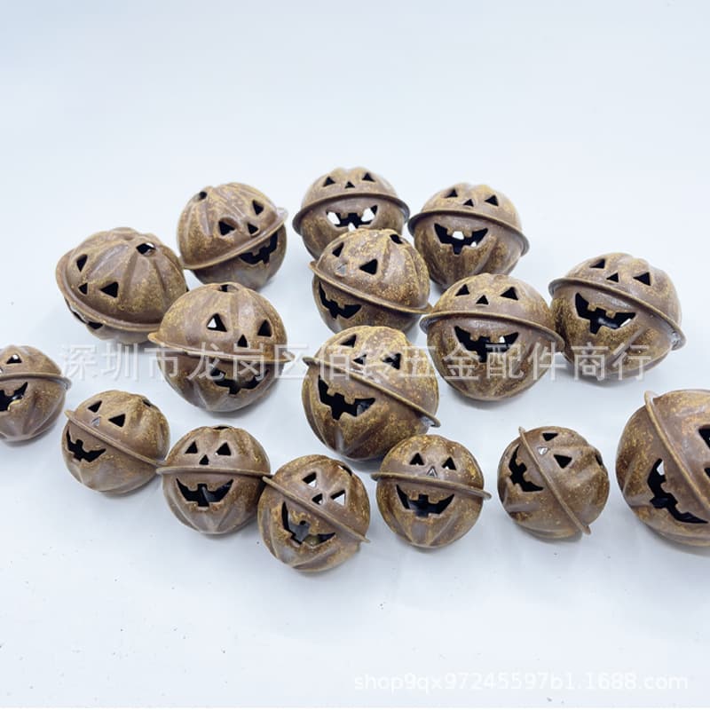 Cross-border Hot Sale Halloween Pumpkin Rusty Colored Bell Accessory Ghost Festival Party Christmas Decoration Spooky Face