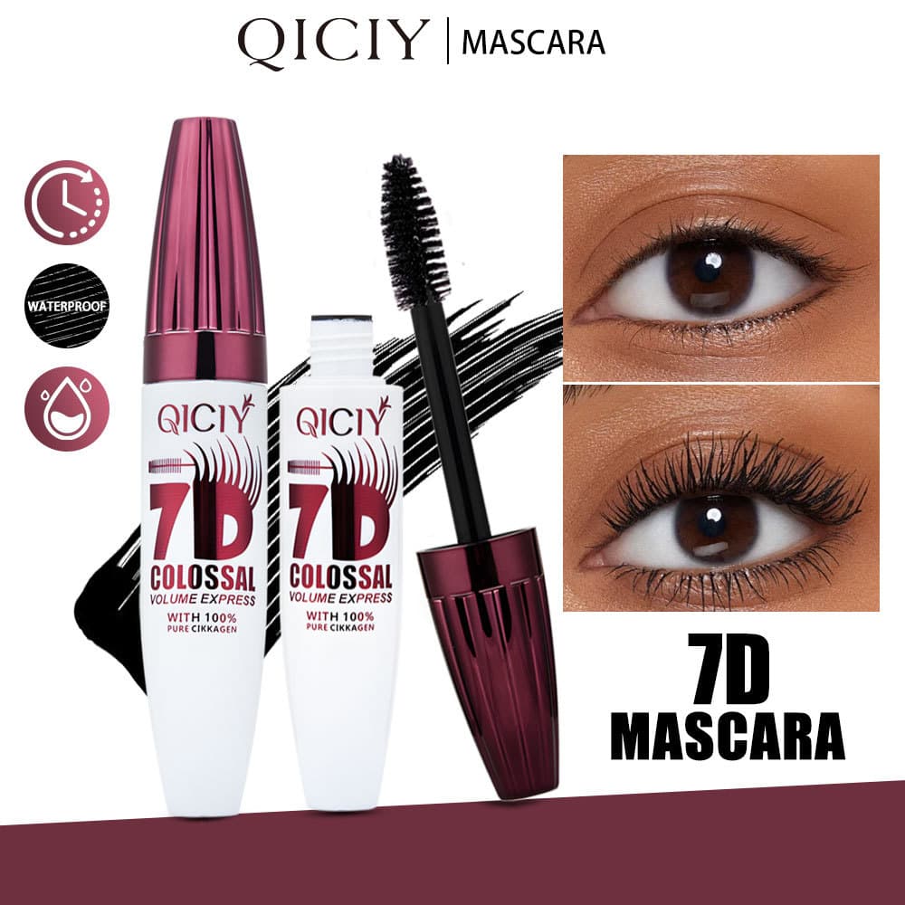Cross-border Hot Selling QICIY 5D Volumizing Mascara Waterproof Thick Curling Lengthening Smudge-proof Mascara