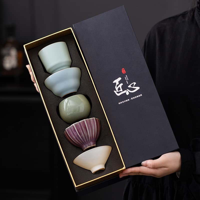 TangSong GuanShan Glass Travel Tea Set Portable Ceramic Quick Cup Set Outdoor Kung Fu Tea Cup