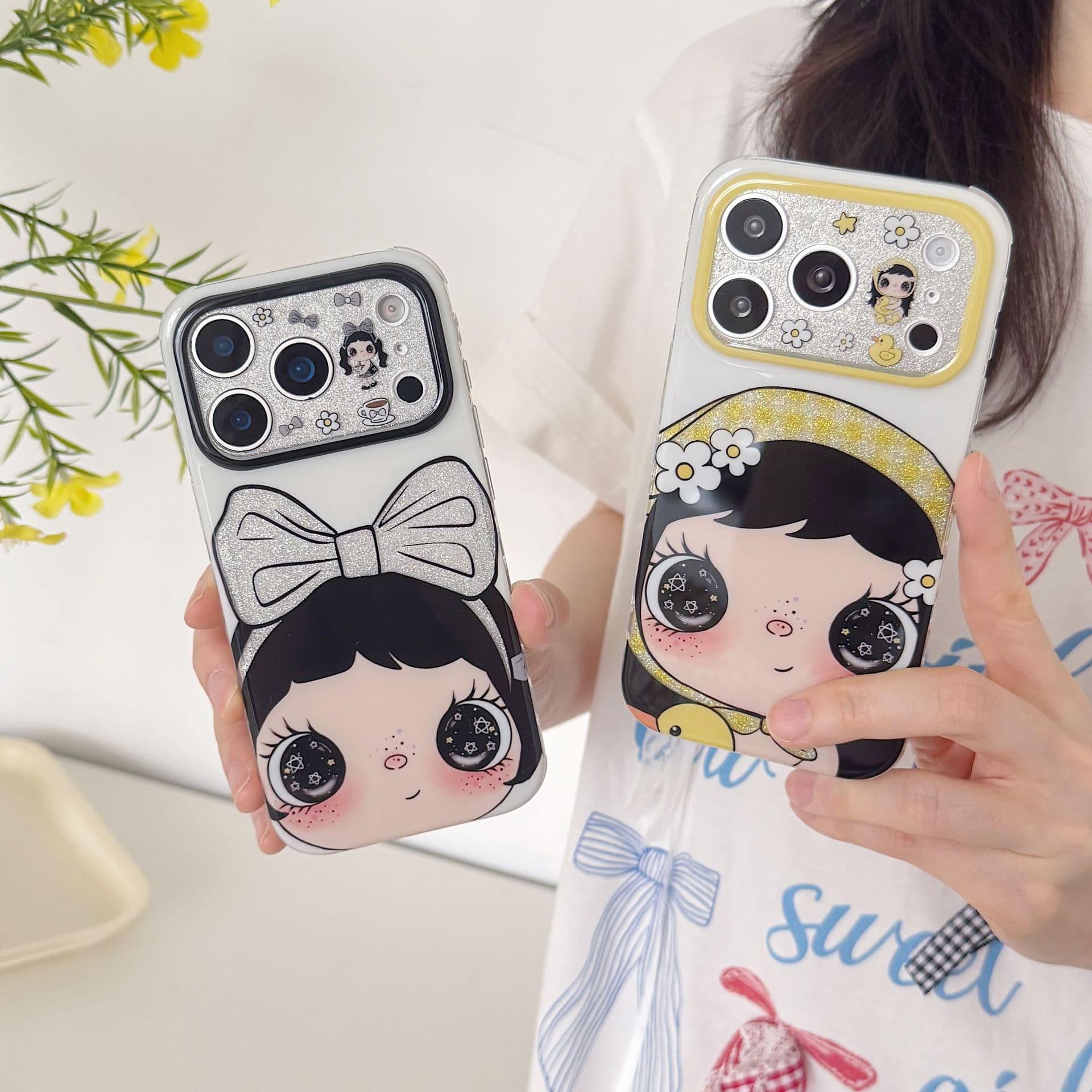 Cartoon Bow Little Jade Case for iPhone 17/17PM, Compatible with iPhone 13/14 PROMAX, 15/16PRO