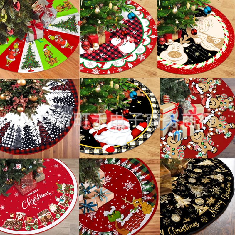New Amazon cross-border Christmas tree skirt decoration, Christmas mat, Christmas tree surround, scene decoration, print