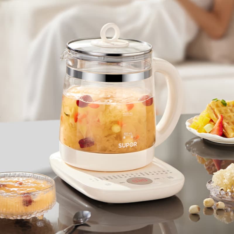 Supor Health Pot SW-15YJ33B, Home Multi-functional Glass Tea Maker, Flower Tea Pot, Office Pot 1.5L